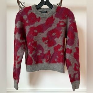rag & bone Grey and Burgundy Leopard/Camo Sweater